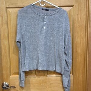 Brandy Melville Gray Long Sleeve Henley Top one size